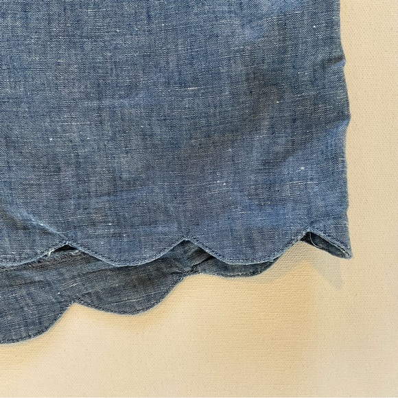 Ann Taylor Loft Women’s 12 Riviera Scallop Hem Shorts Chambray Linen Blend - Picture 5 of 12